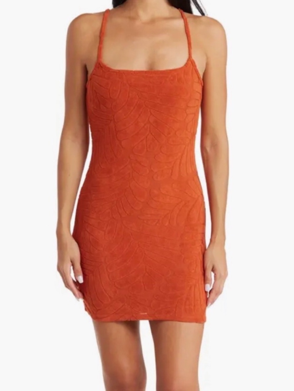 Abound NWT Embossed Terry Dress in Rust Pottery Size M